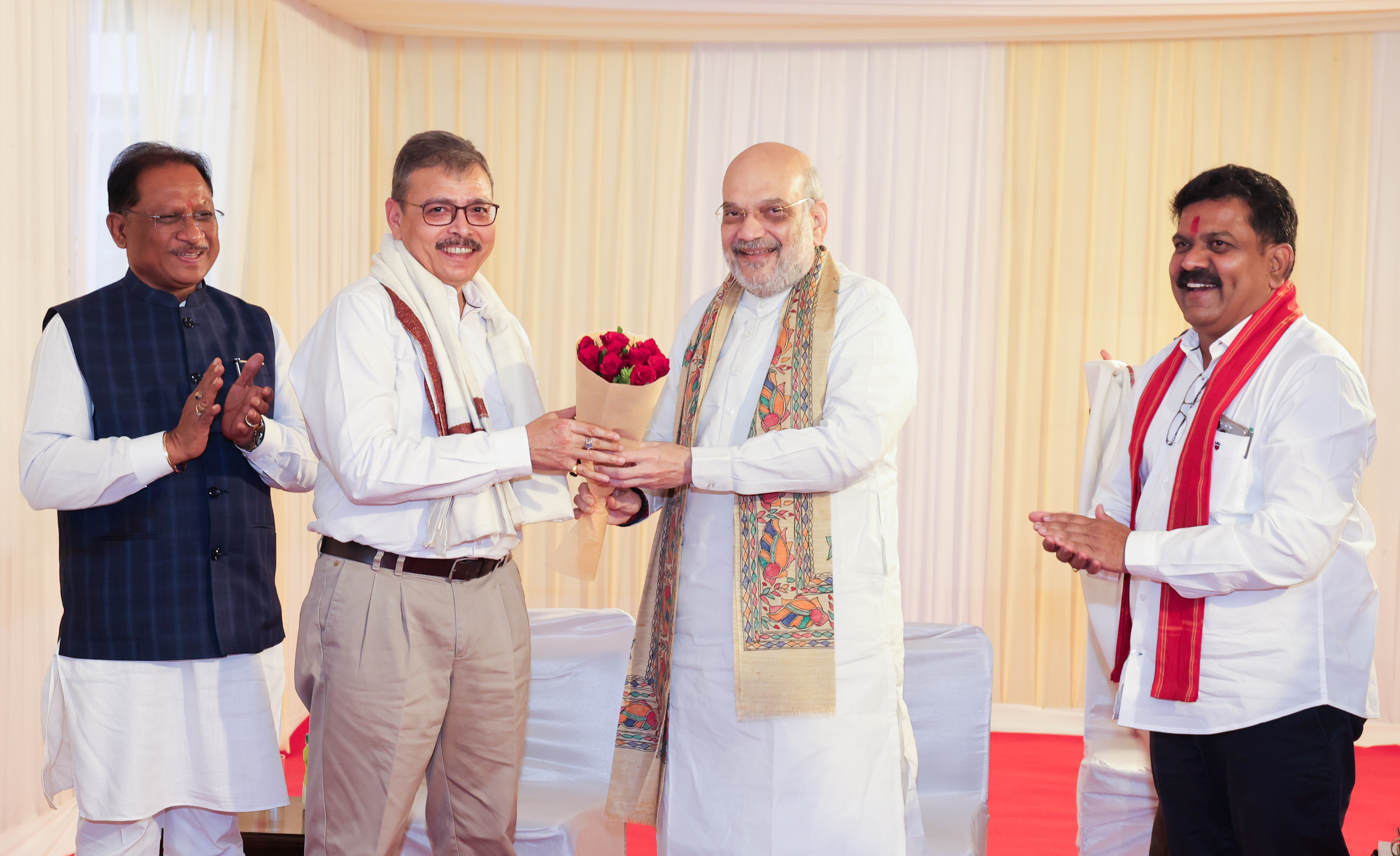 Union Home Minister Shri Amit Shah meets officers instrumental in anti-Naxal operations, congratulates them on historic success, in New Delhi
