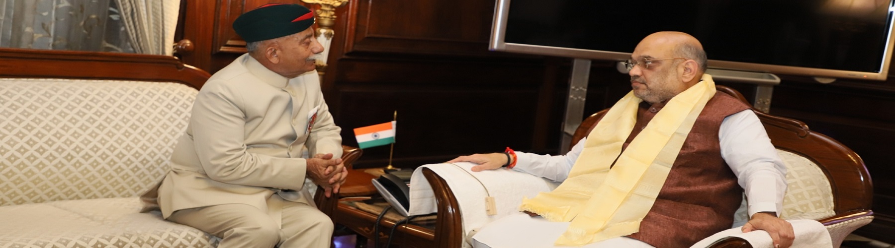 Governor of Andhra Pradesh and Telangana, Shri ESL Narasimhan calling on the Union Home Minister Shri Amit Shah in New Delhi on June 10, 2019.