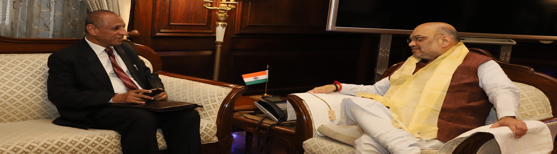 Governor of Andhra Pradesh and Telangana, Shri ESL Narasimhan calling on the Union Home Minister Shri Amit Shah in New Delhi on June 10, 2019.