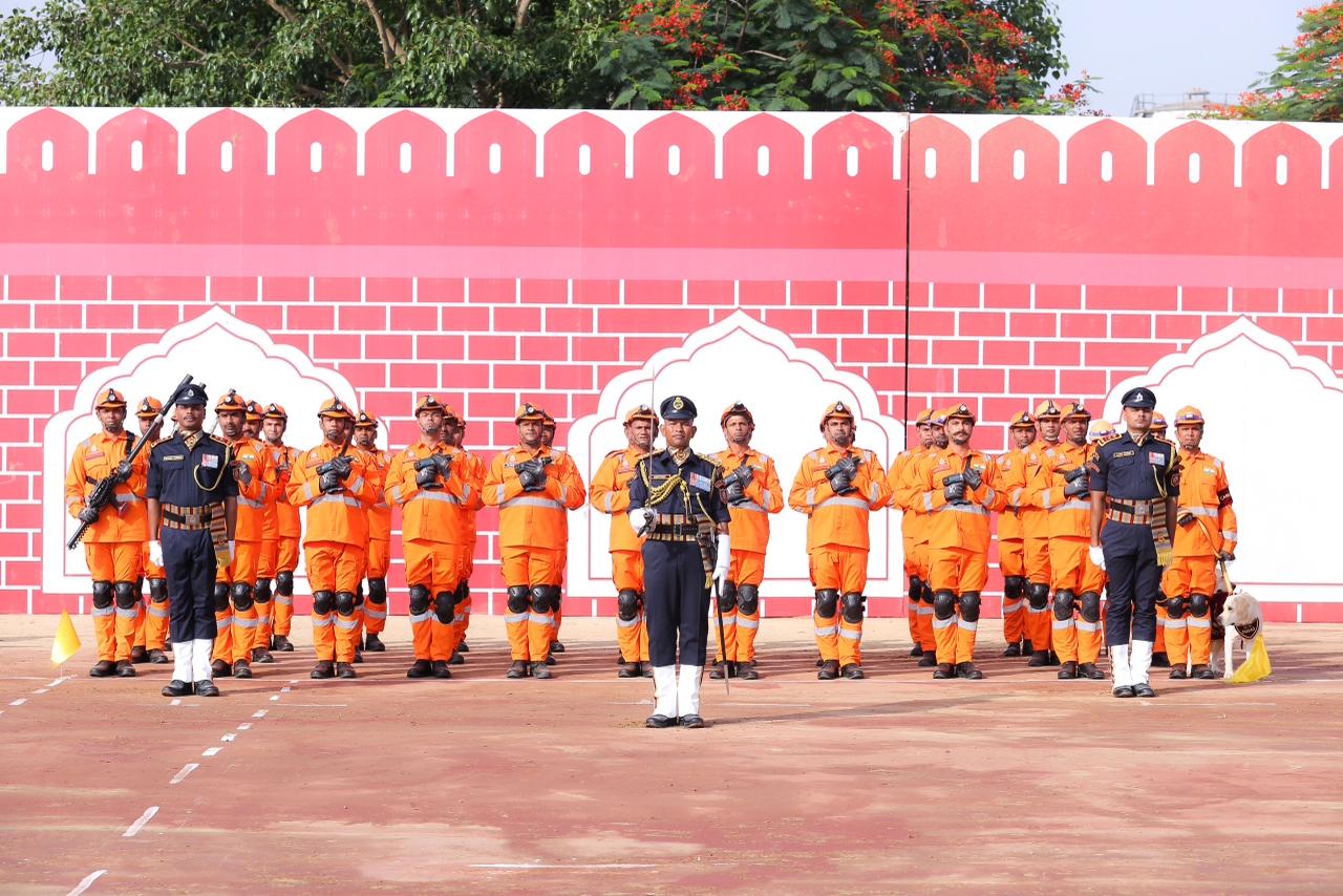 Union Home Minister and Minister of Cooperation Shri Amit Shah confers President's Colour Award to NDRF in Ghaziabad, Uttar Pradesh, as the Chief Guest.