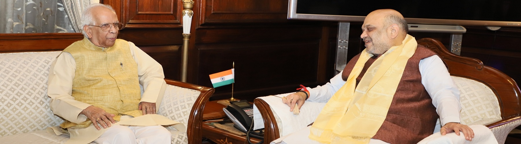Governor of Andhra Pradesh and Telangana, Shri ESL Narasimhan calling on the Union Home Minister Shri Amit Shah in New Delhi on June 10, 2019.