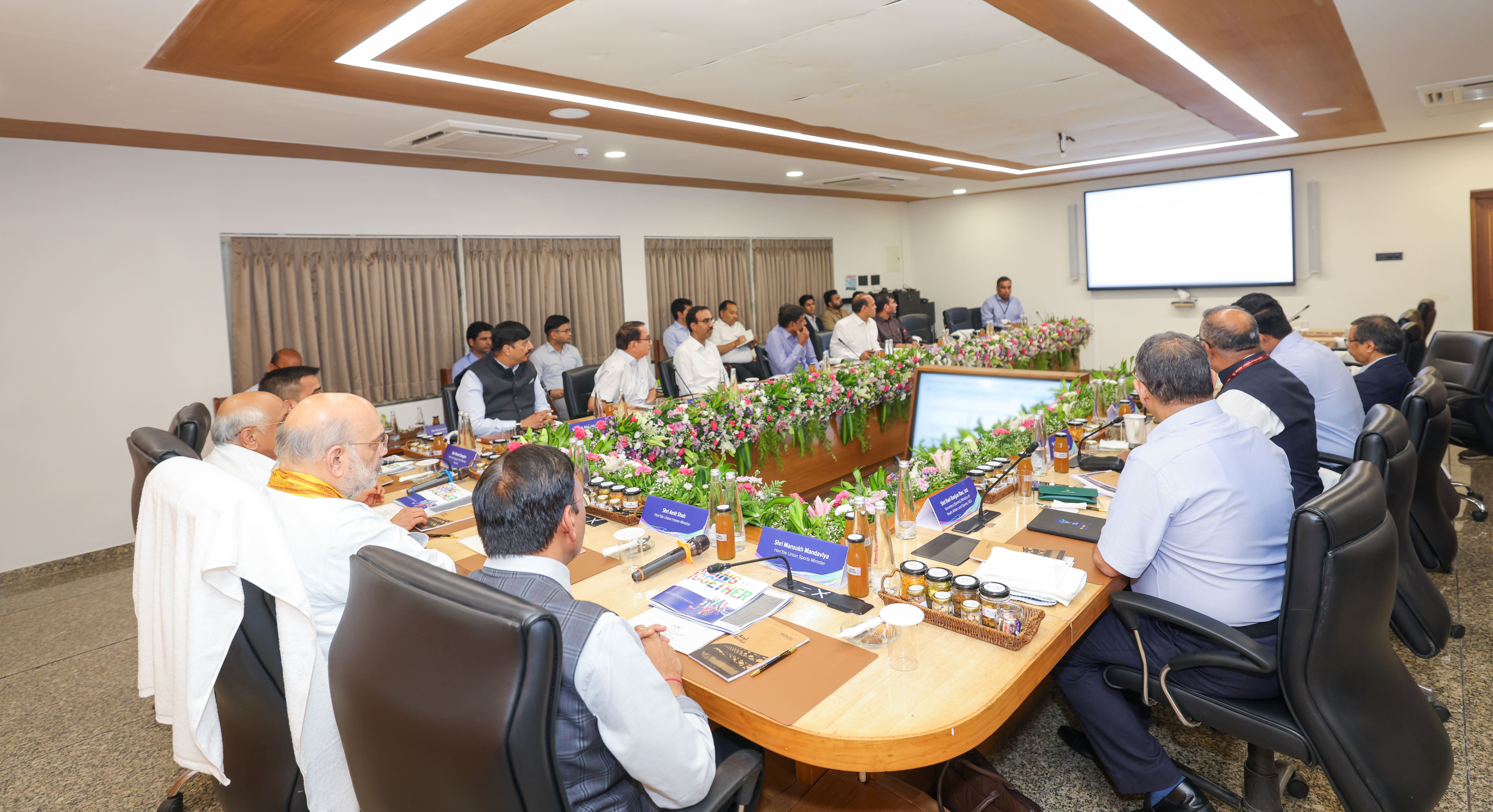 Union Home Minister and Minister of Cooperation Shri Amit Shah reviewed the progress of sports infrastructure and related projects during meetings held in Ahmedabad.