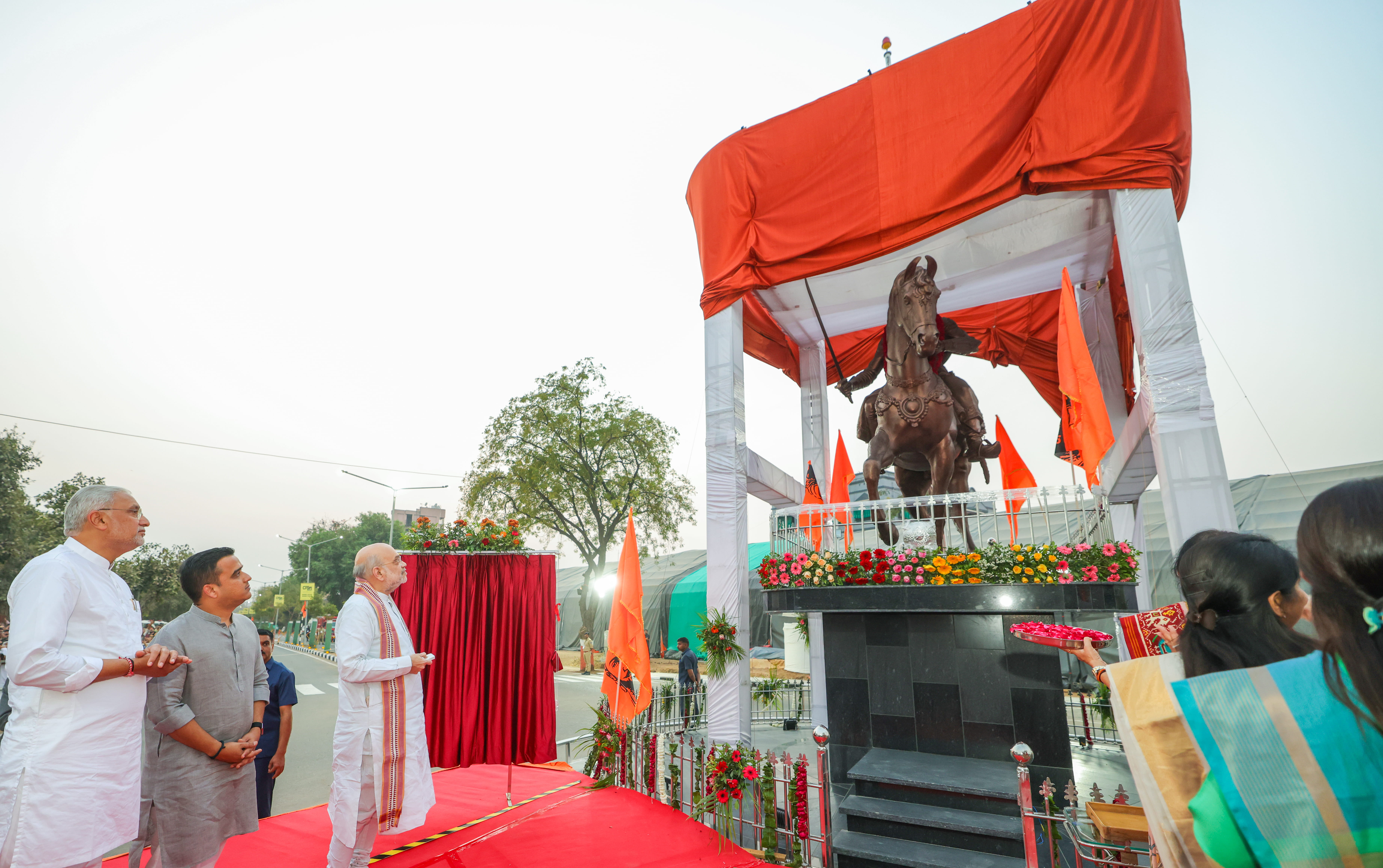 Union Home Minister and Minister of Cooperation, Shri Amit Shah unveiled equestrian statue of Chhatrapati Shivaji Maharaj in Gandhinagar, Gujarat.
