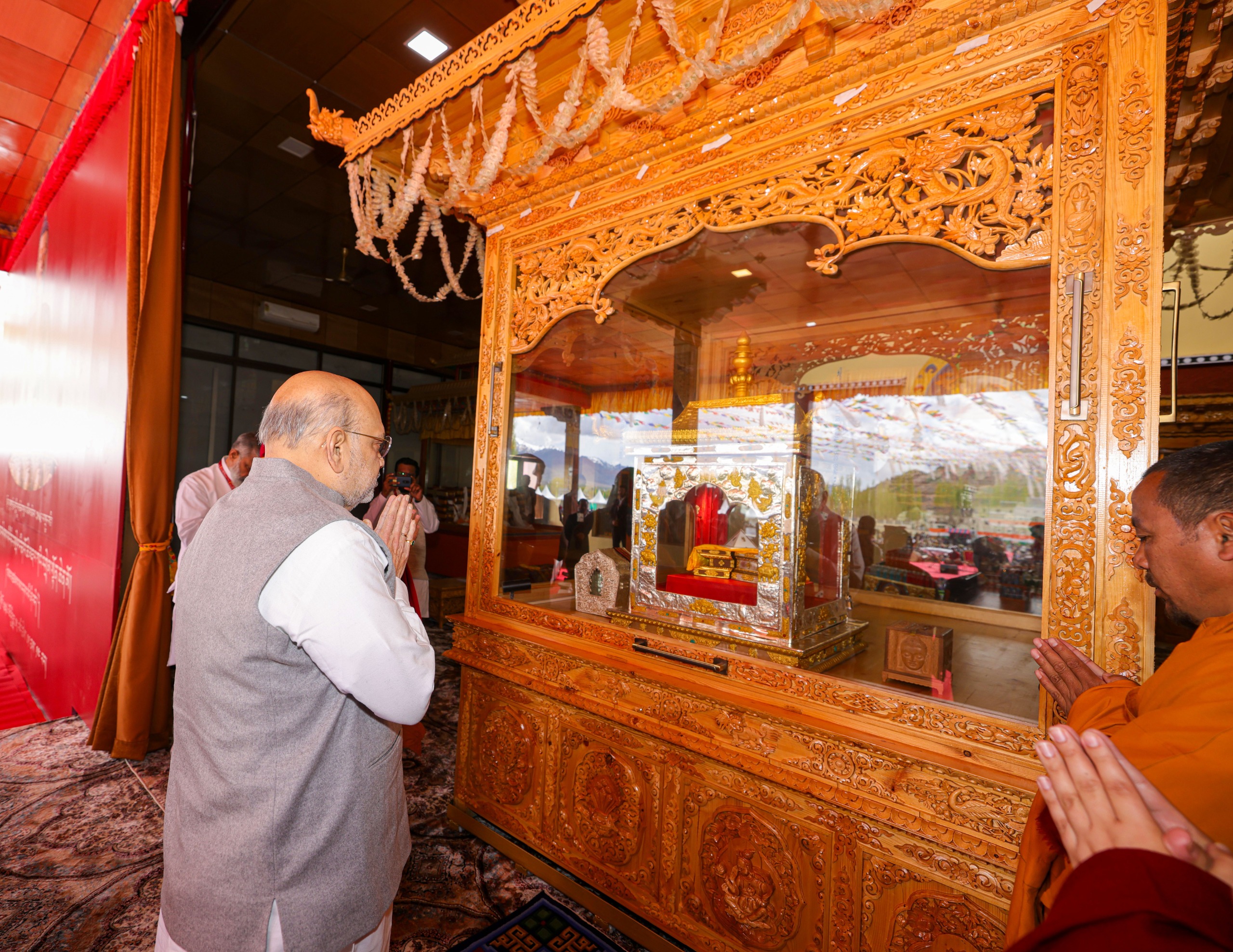 Union Home Minister and Minister of Cooperation Shri Amit Shah inaugurates the exposition of the sacred relics of Lord Buddha in Leh.