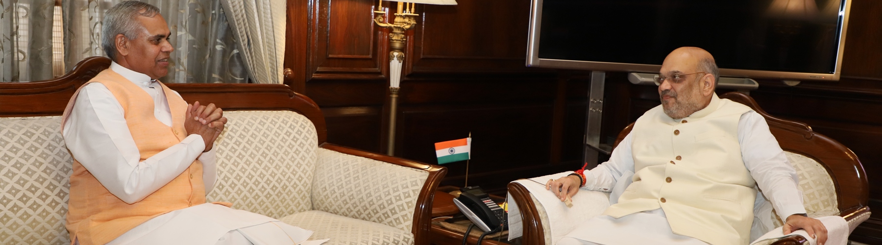 The Governor of Gujarat Shri Om Prakash Kohli calling on Union Home Minister, Shri Amit Shah in New Delhi on June 11, 2019.