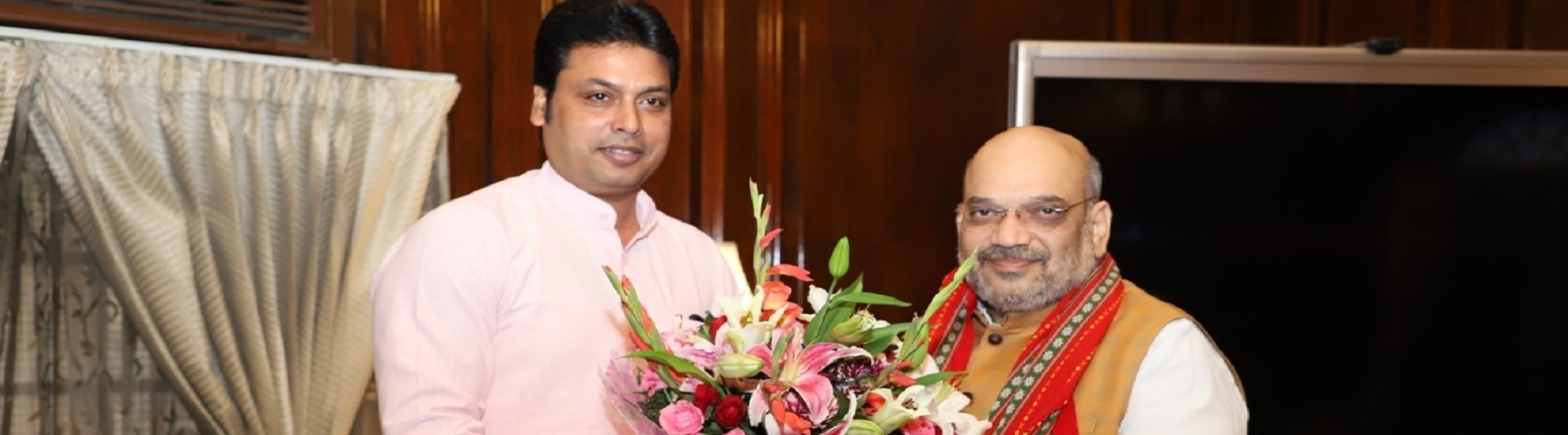 The Chief Minister of Tripura Shri Biplab Kumar Deb calling on Union Home Minister Shri Amit Shah in New Delhi on June 17, 2019.